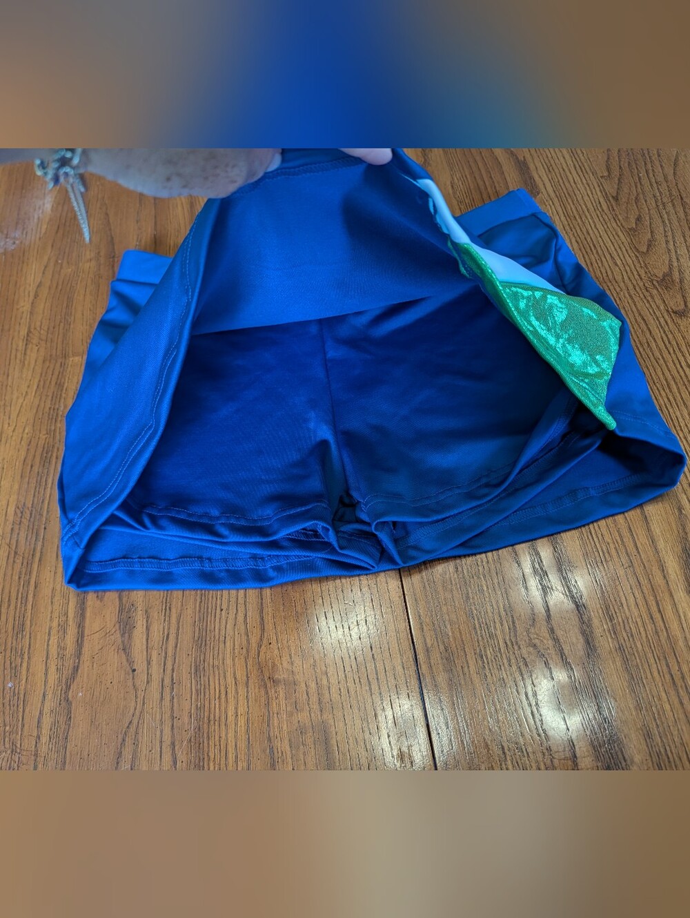 ASCE Blue & Green Metallic Competition Skort - Cheer/Dance - Like New - Picture 3 of 8